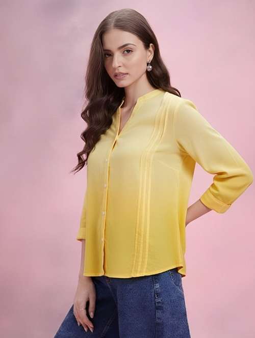 women ombre print mandarin collar regular fit shirt - 22084571 - Standard Image - 0