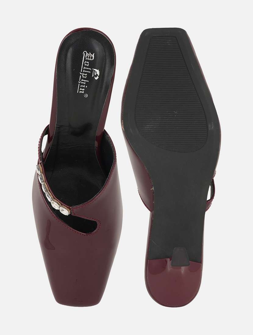 women solid slip on kitten heel mule - 22084605 -  Standard Image - 5