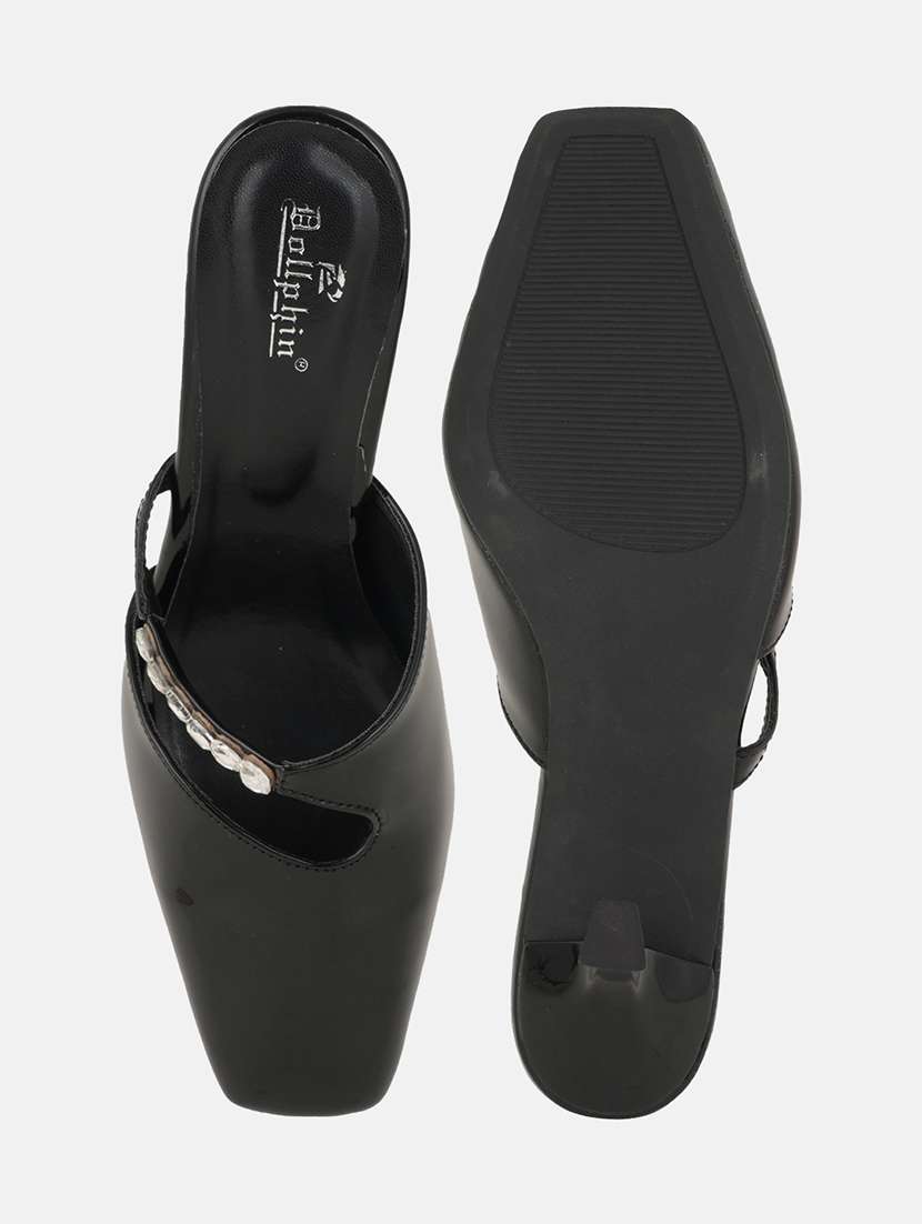 women solid slip on kitten heel mule - 22084606 -  Standard Image - 5