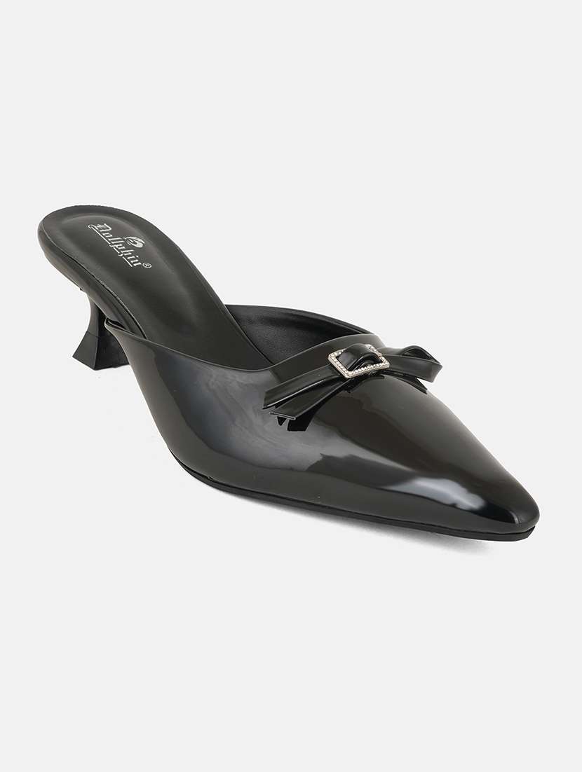 women solid slip on kitten heel mules - 22084607 - Standard Image - 3