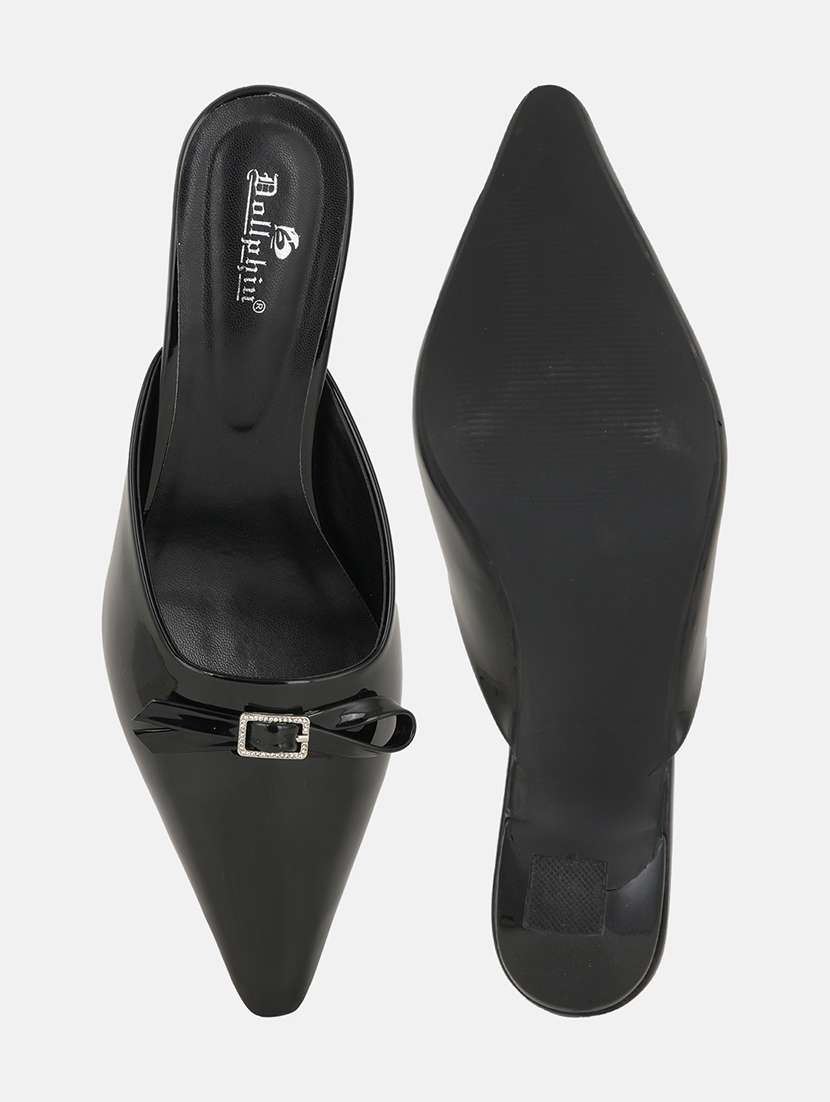 women solid slip on kitten heel mules - 22084607 - Standard Image - 5