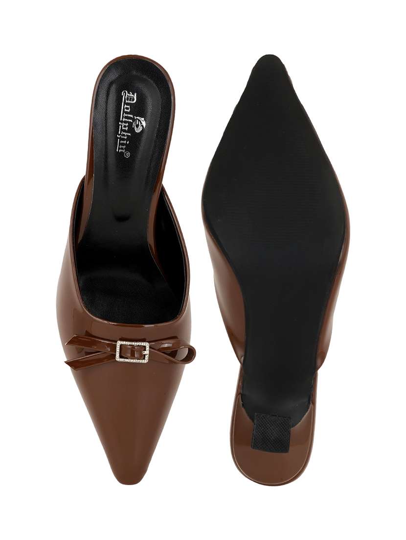 women solid slip on kitten heel mules - 22084608 - Standard Image - 5