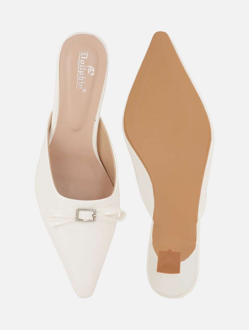 women solid slip on kitten heel mules - 22084609 -  Standard Image - 5