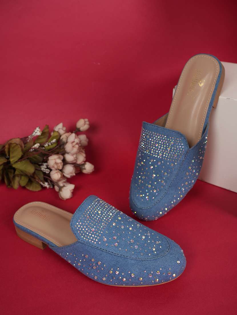 women embellished slip on mule