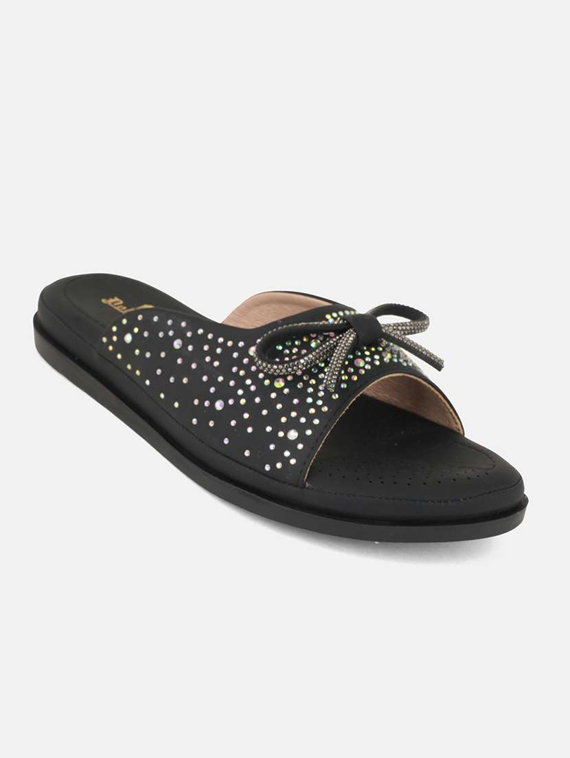 women black slip on flat sandal - 22084646 -  Standard Image - 3