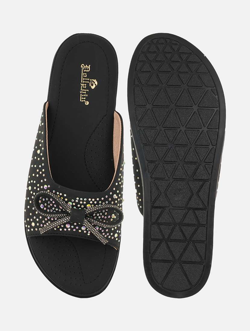 women black slip on flat sandal - 22084646 -  Standard Image - 5