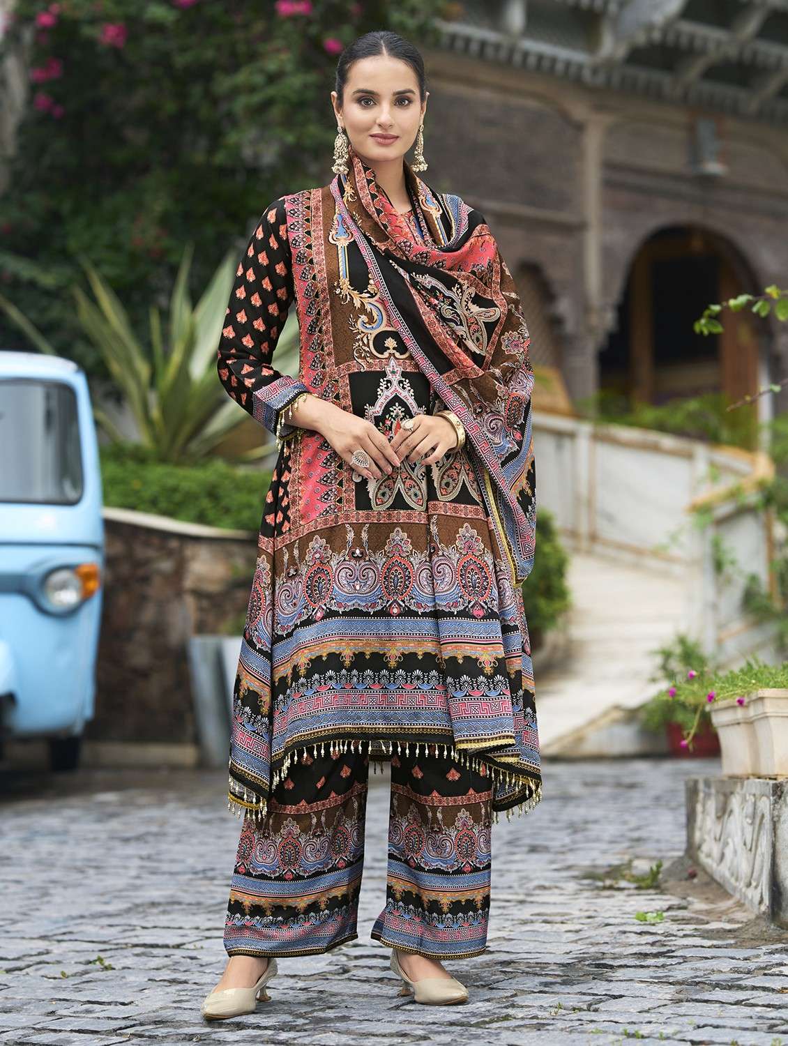 multi colored chiffon suit  set