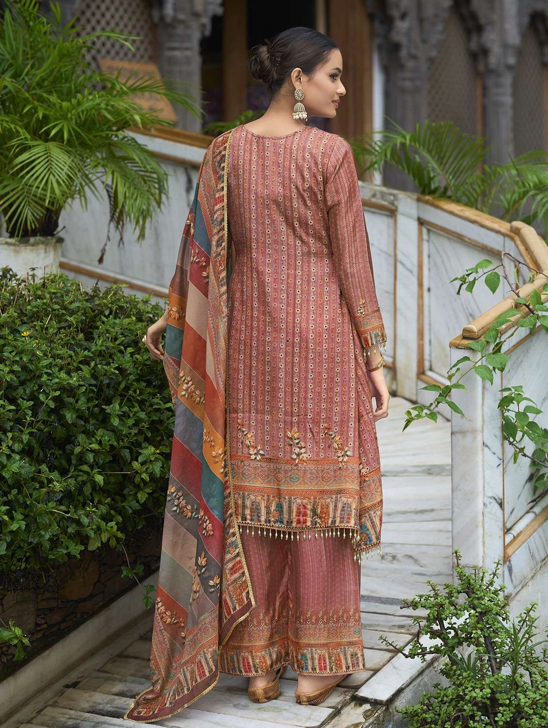 mauve chiffon suit  set - 22084654 -  Standard Image - 3