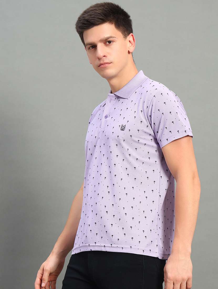 men printed short sleeve regular fit polo t-shirt