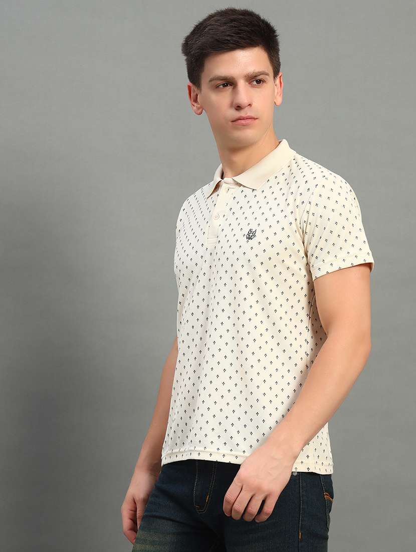 men printed short sleeve regular fit polo t-shirt