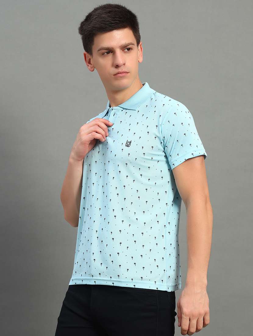 men printed short sleeve regular fit polo t-shirt