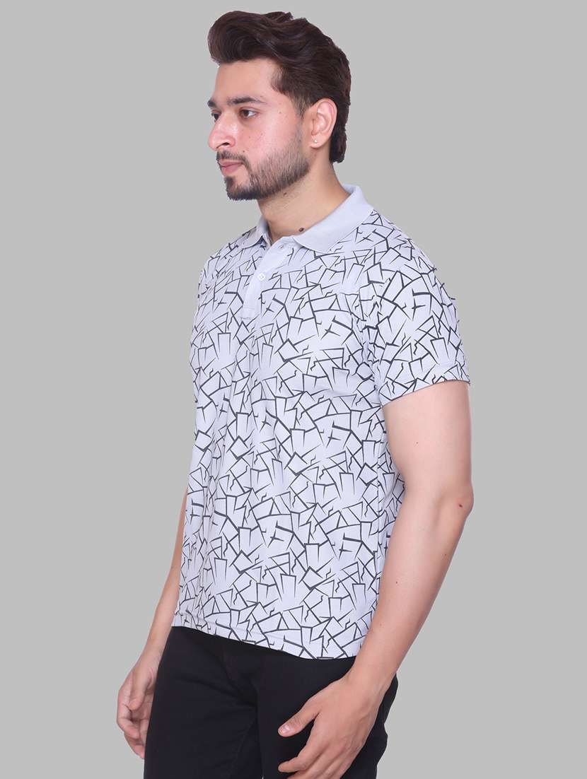 men printed short sleeve regular fit polo t-shirt