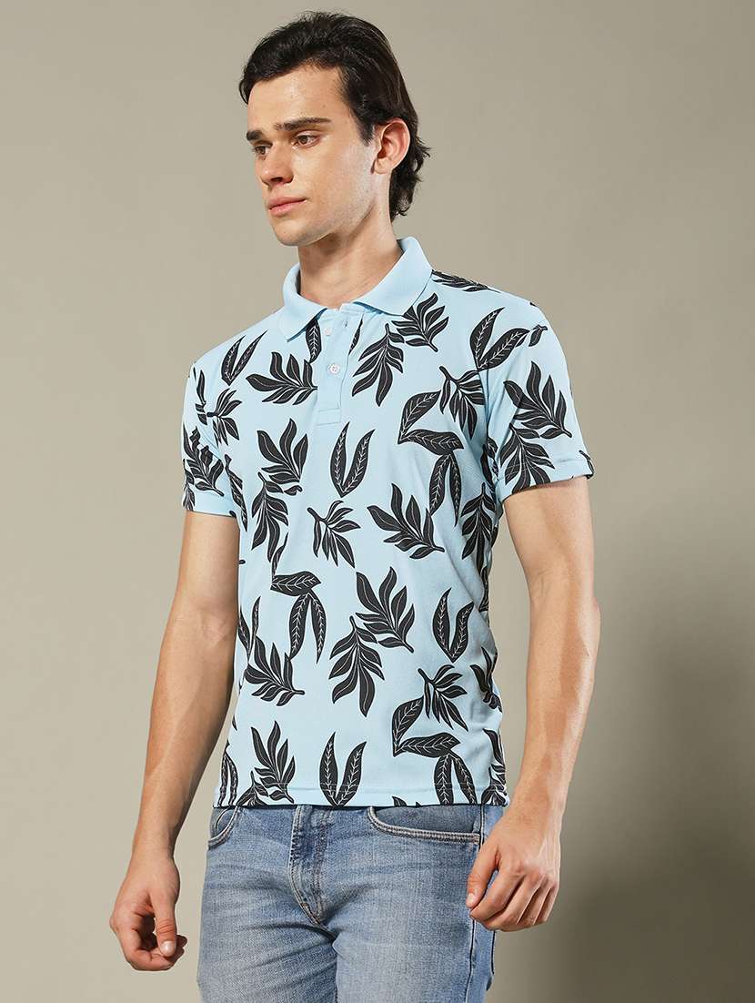 men printed short sleeve regular fit polo t-shirt