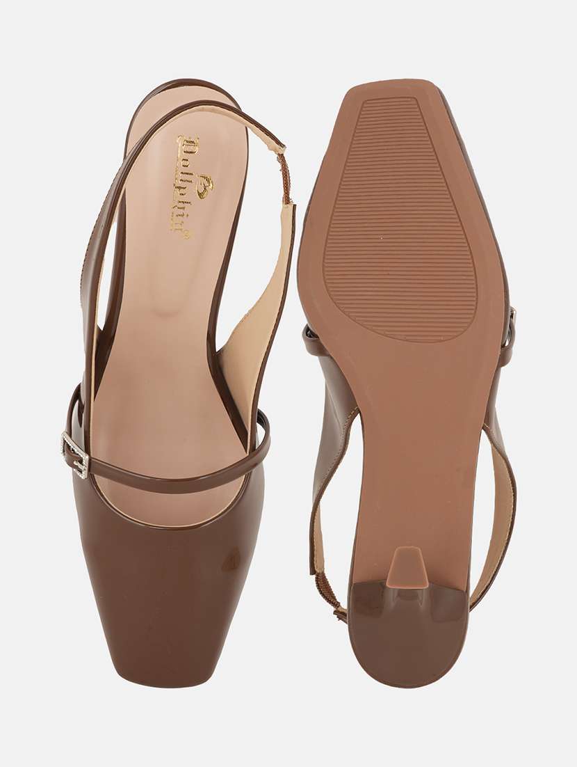 women solid back strap kitten heel sandals - 22084746 - Standard Image - 5