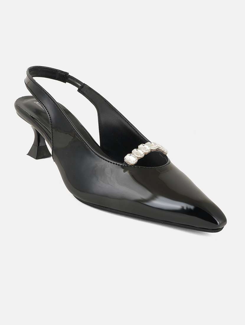women solid back strap kitten heel sandals - 22084748 - Standard Image - 3