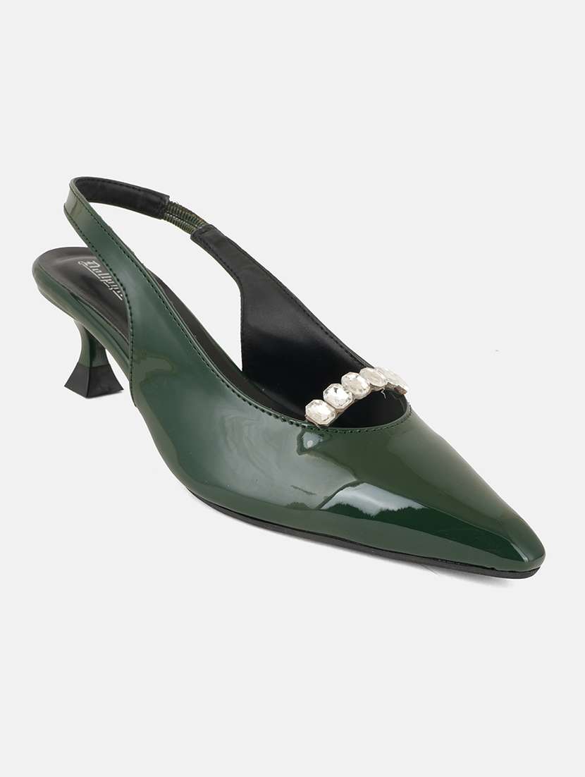 women solid back strap kitten heel sandals - 22084749 - Standard Image - 3
