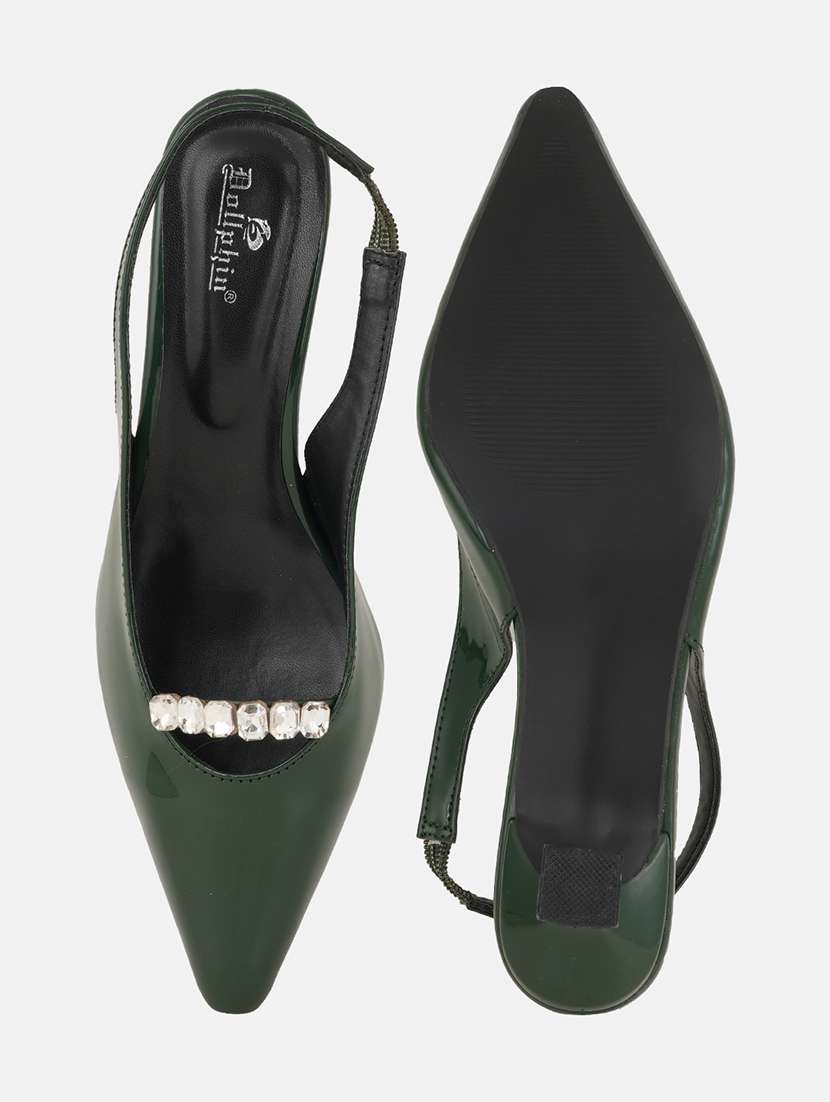 women solid back strap kitten heel sandals - 22084749 - Standard Image - 5