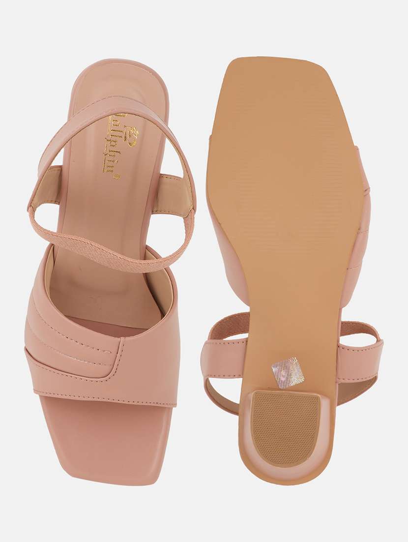women solid back strap block heel sandals - 22084752 - Standard Image - 5