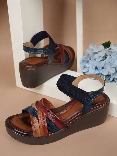 women solid back strap platform wedges - 22084756 -  Standard Image - 0