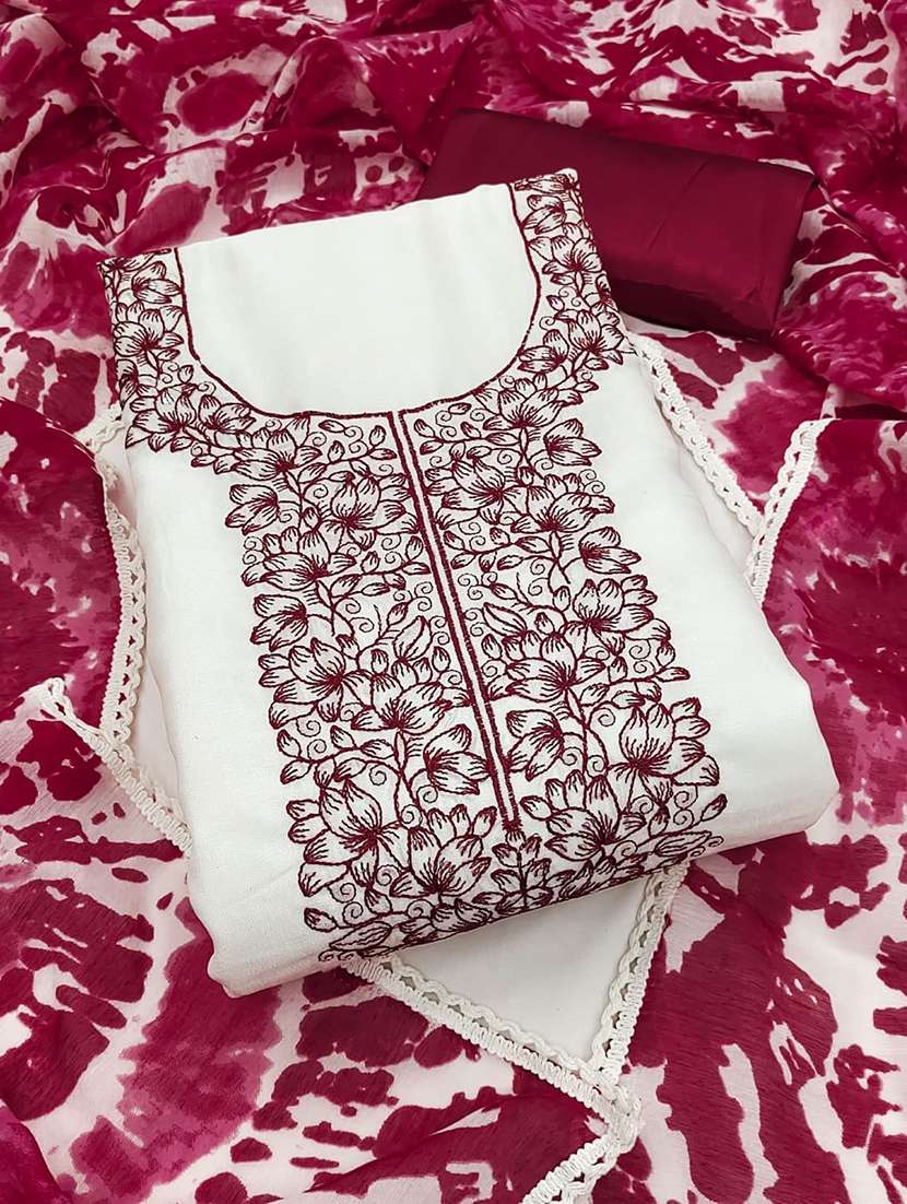 women solid with work unstitched suit set - 22084767 -  Standard Image - 3