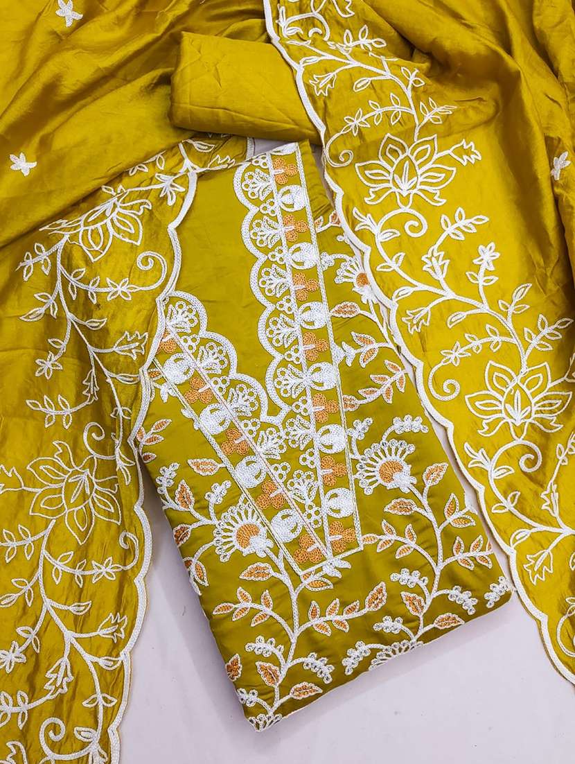 women solid with work unstitched suit set - 22084780 -  Standard Image - 3