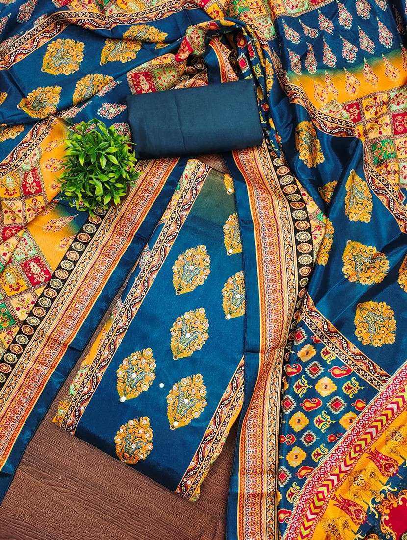 women printed embroidered unstitched suit set - 22084793 -  Standard Image - 3