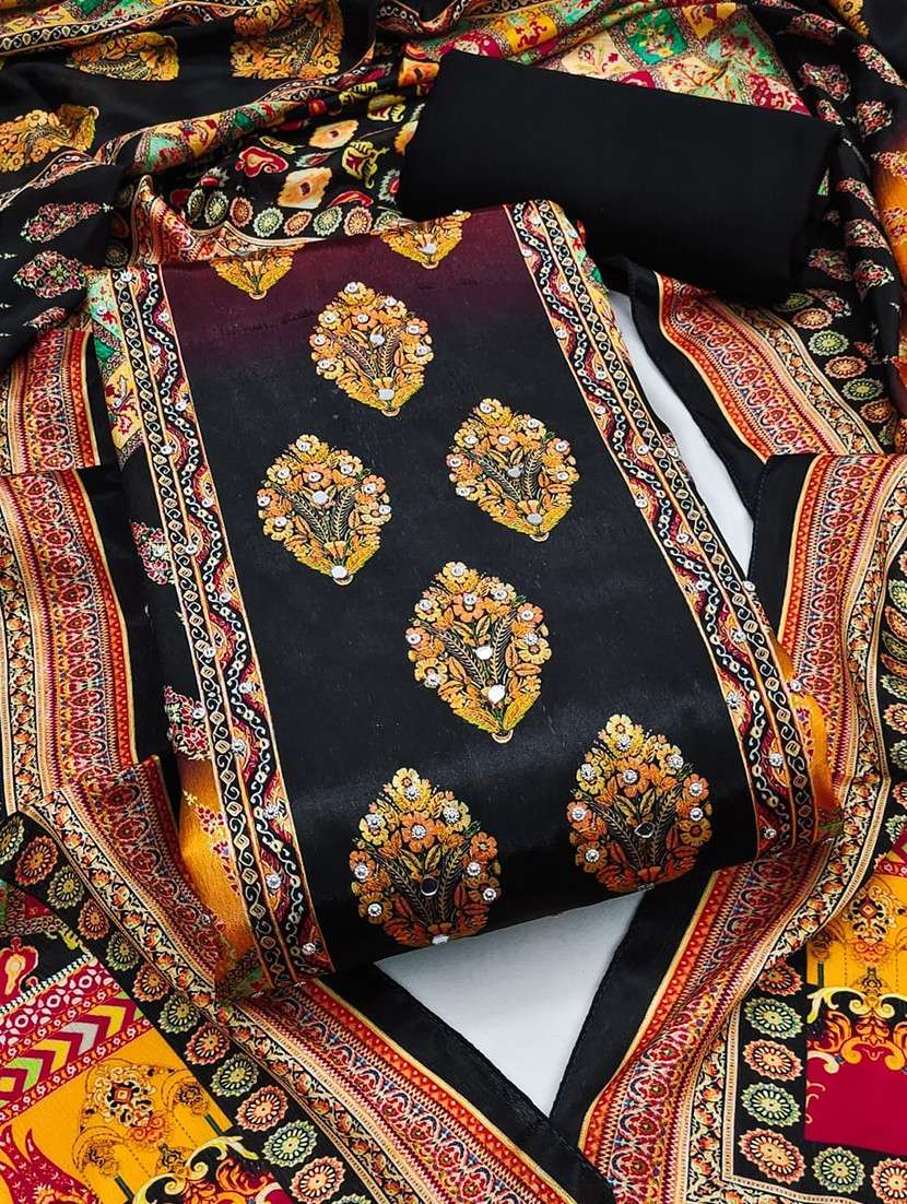 women printed embroidered unstitched suit set