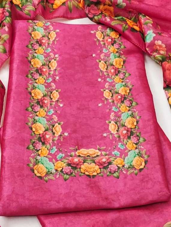 women floral printed unstitched suit set