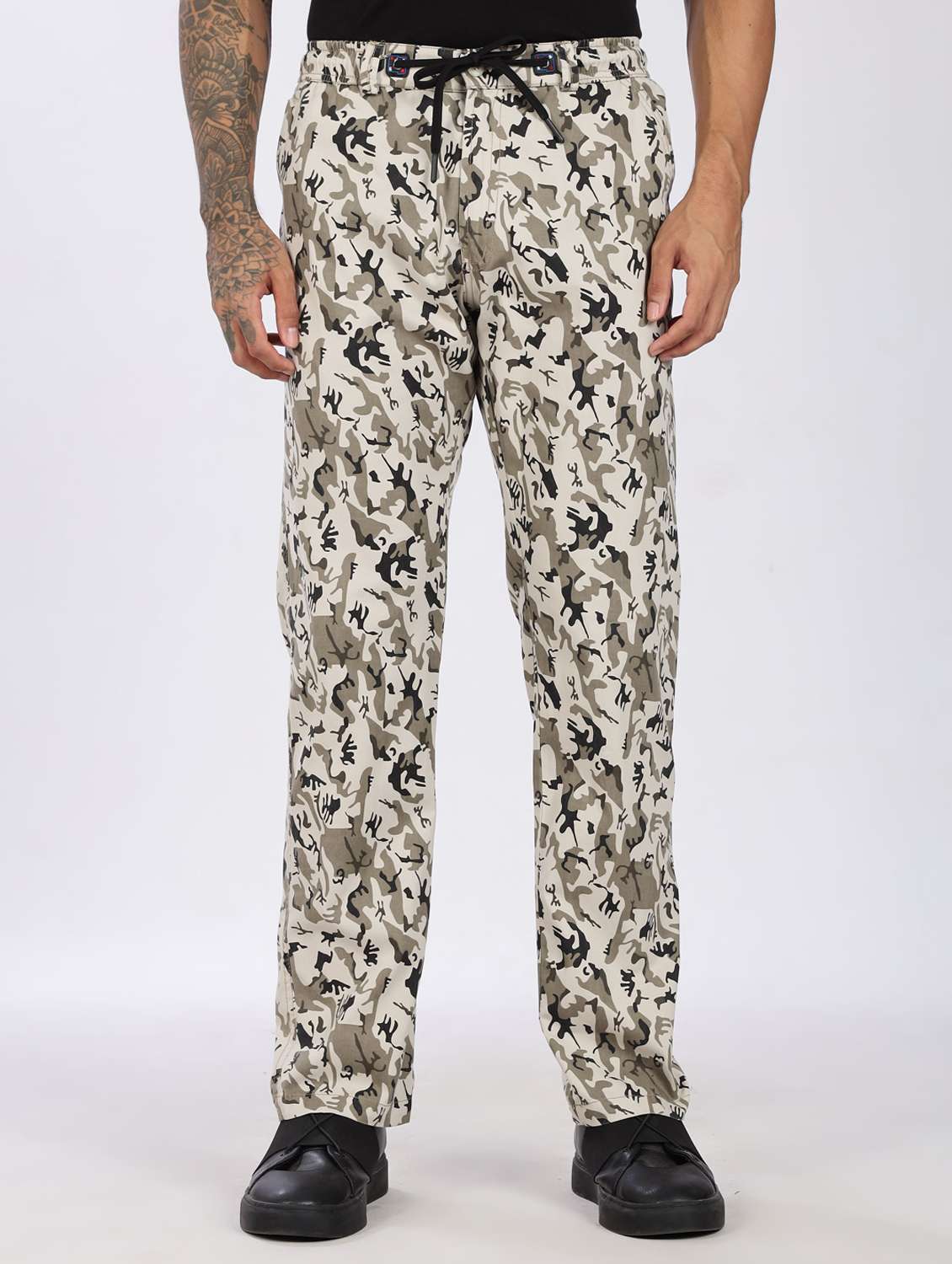 men camouflage mid rise chinos casual trouser