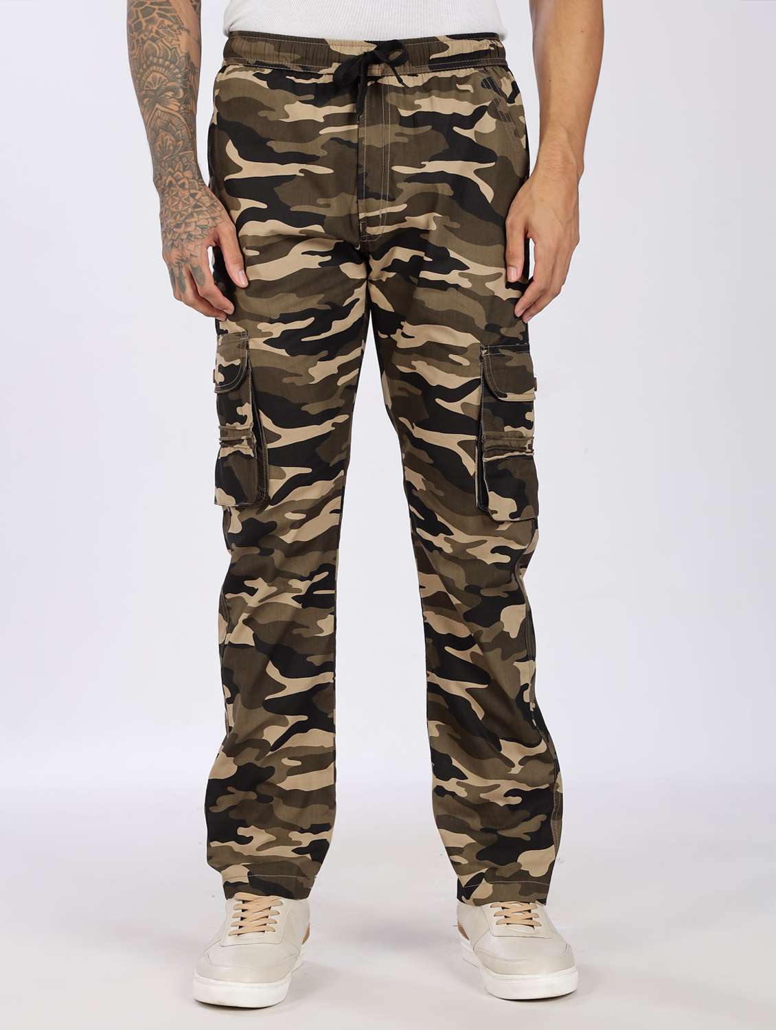 men camouflage mid rise chinos casual trouser