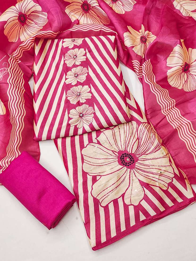 women printed unstitched suit set