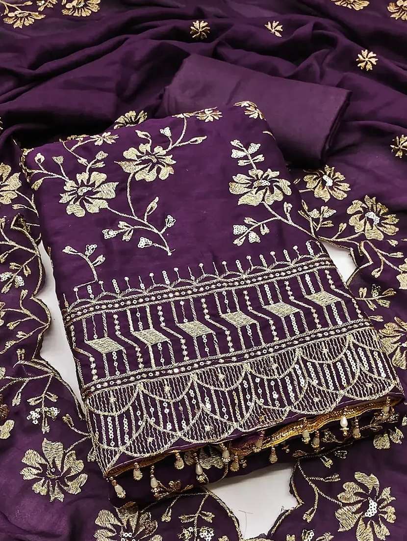 women solid with work unstitched suit set - 22085124 -  Standard Image - 3