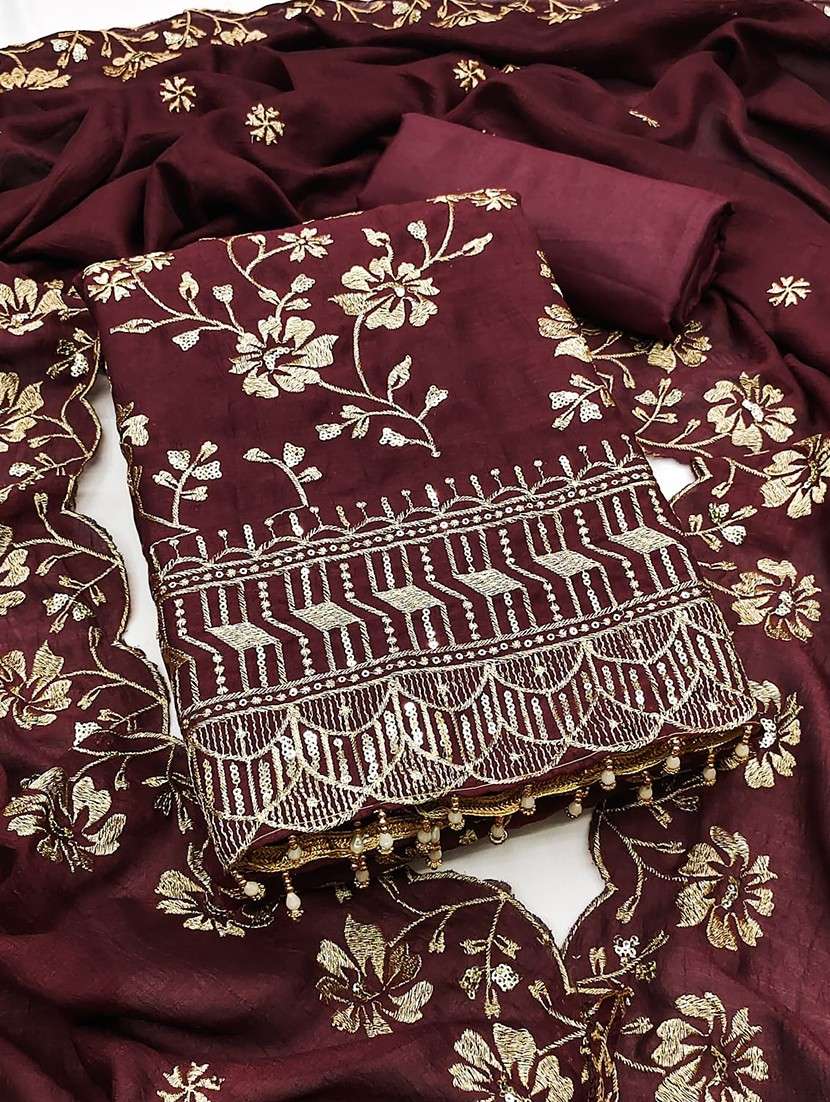 women solid with work unstitched suit set - 22085126 -  Standard Image - 3