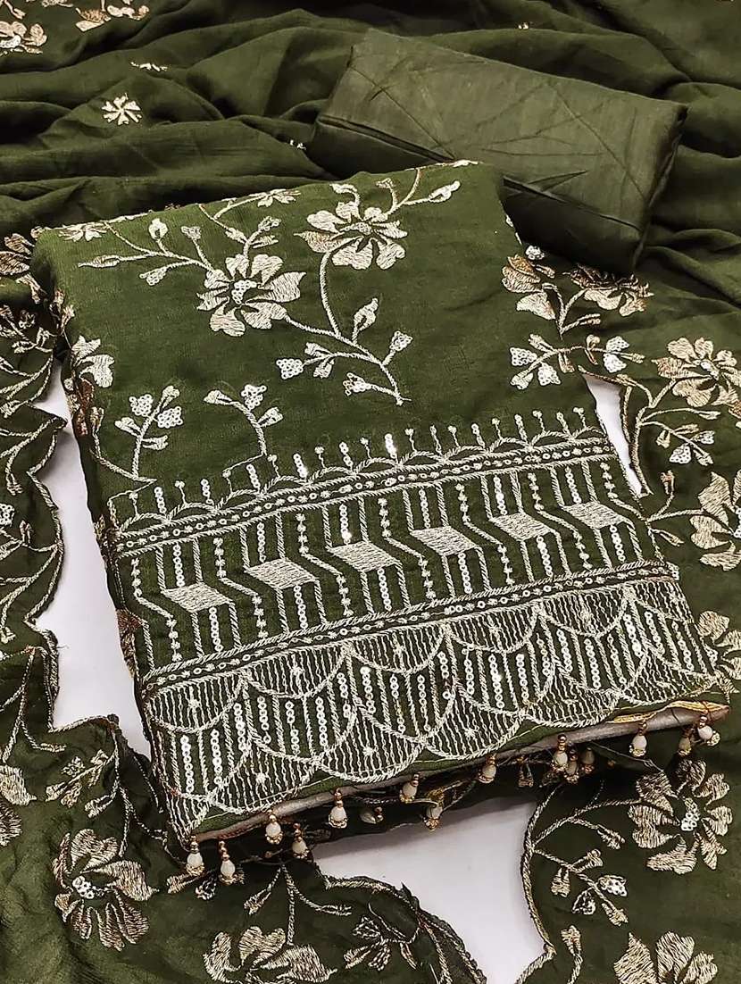 women solid with work unstitched suit set - 22085127 -  Standard Image - 3