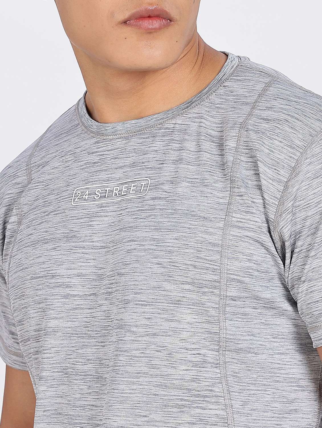 men melange t-shirt & shorts co-ord set - 22085144 -  Standard Image - 3