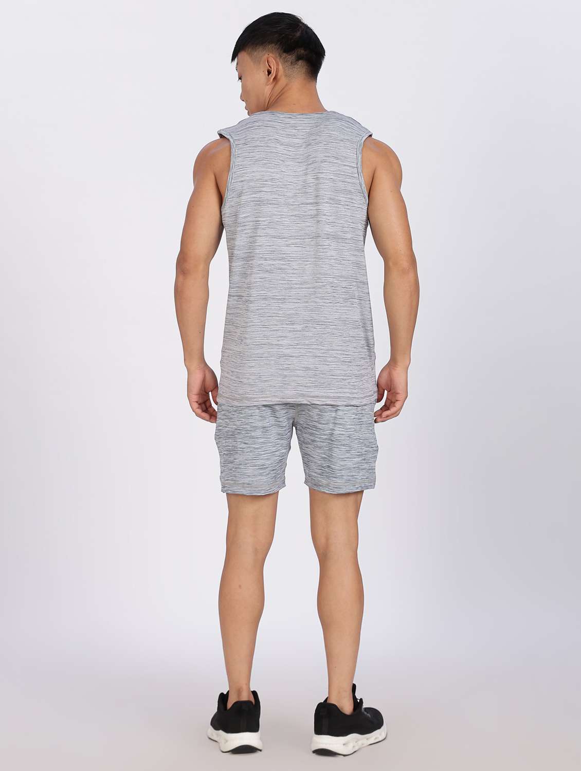 men melange t-shirt & shorts co-ord set - 22085152 -  Standard Image - 3