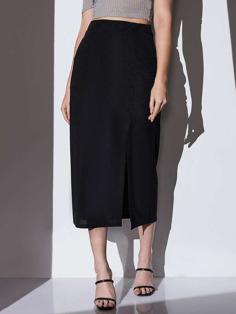 women solid high rise straight skirt - 22085165 -  Zoom Image - 0