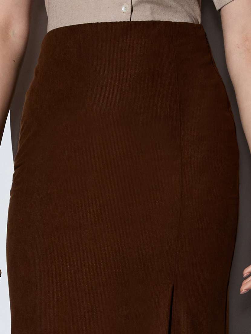 women solid high rise straight skirt - 22085166 - Standard Image - 5