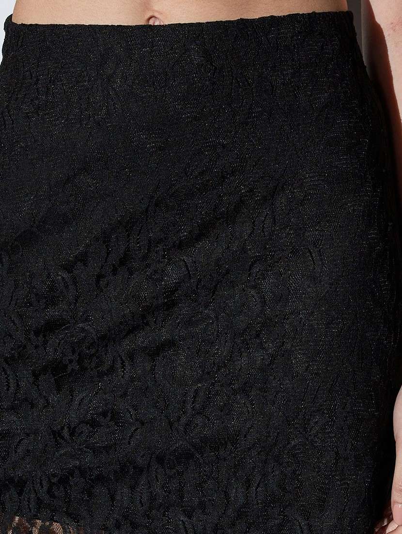 women solid high rise lace a-line skirt - 22085173 - Standard Image - 5