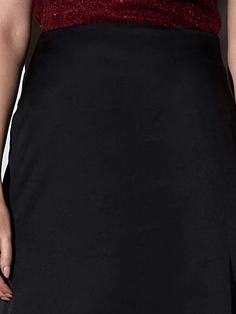 globus women black mid-rise solid midi a-line party skirt - 22085177 -  Standard Image - 5