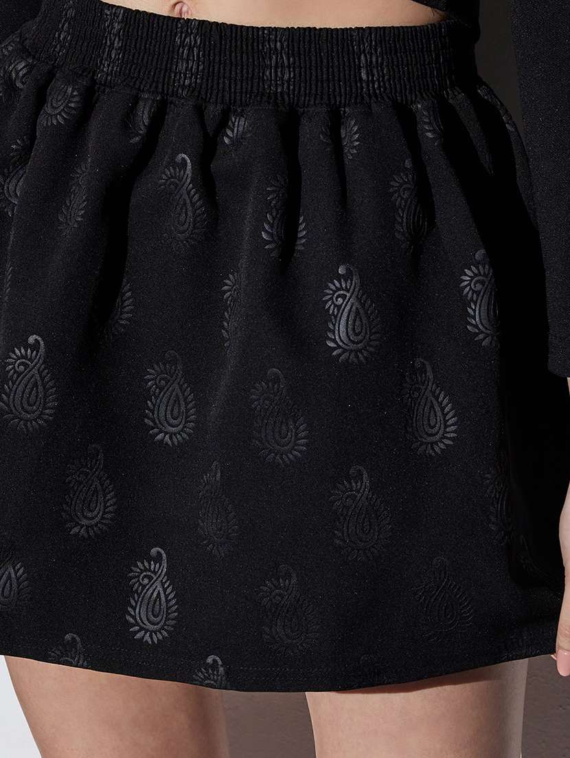 globus women black mid-rise self design paisley mini a-line party skirt - 22085183 -  Standard Image - 5