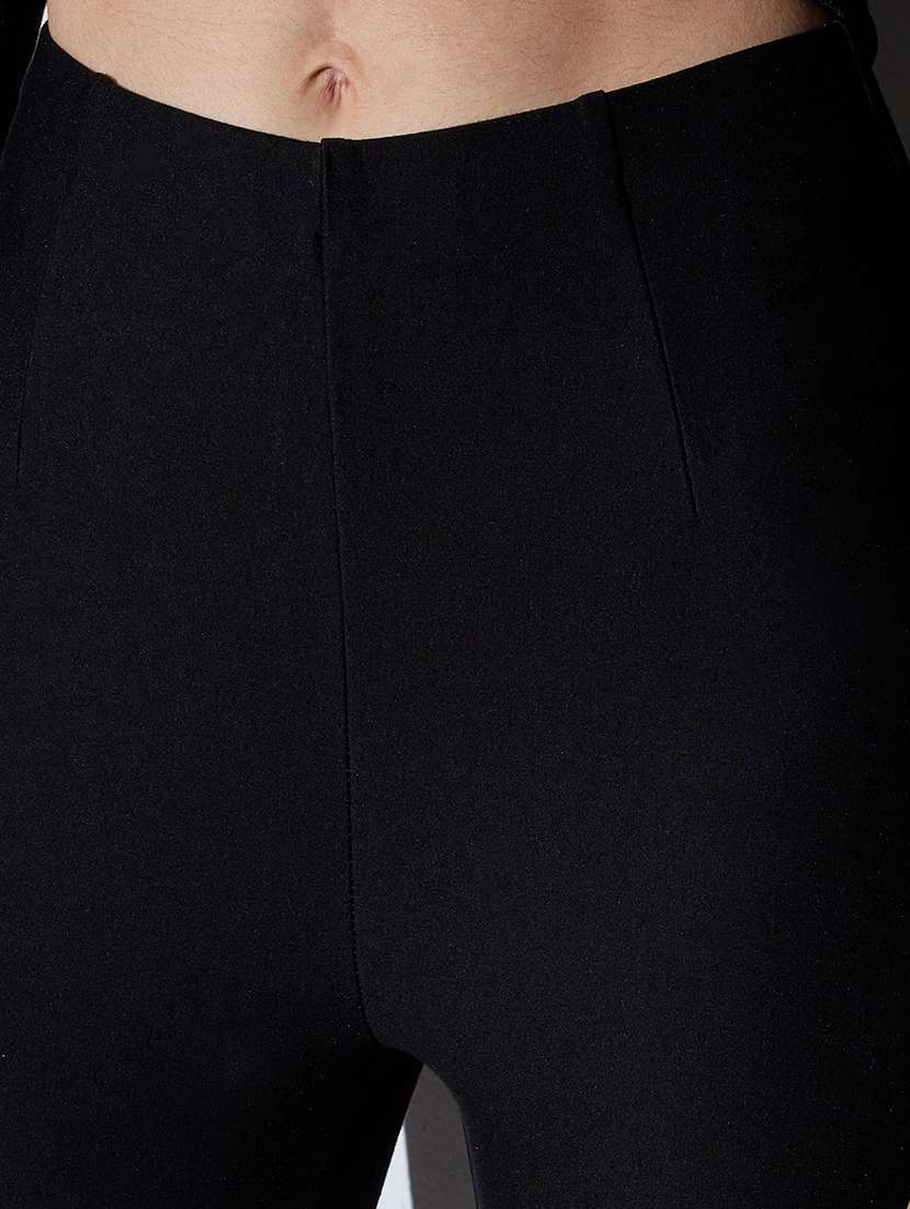 globus women black mid-rise solid stretchable skinny fit formal trousers - 22085190 -  Standard Image - 5