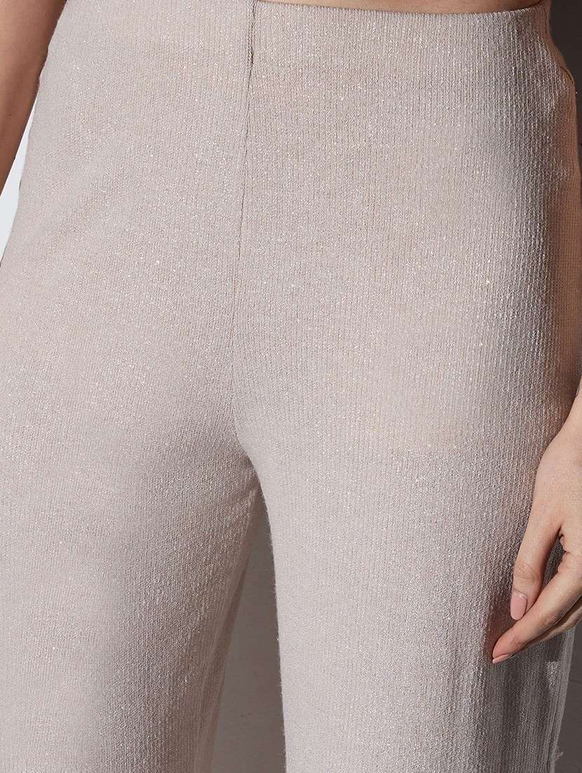 globus women off white mid-rise self striped shimmer wide leg party trousers - 22085191 -  Standard Image - 5