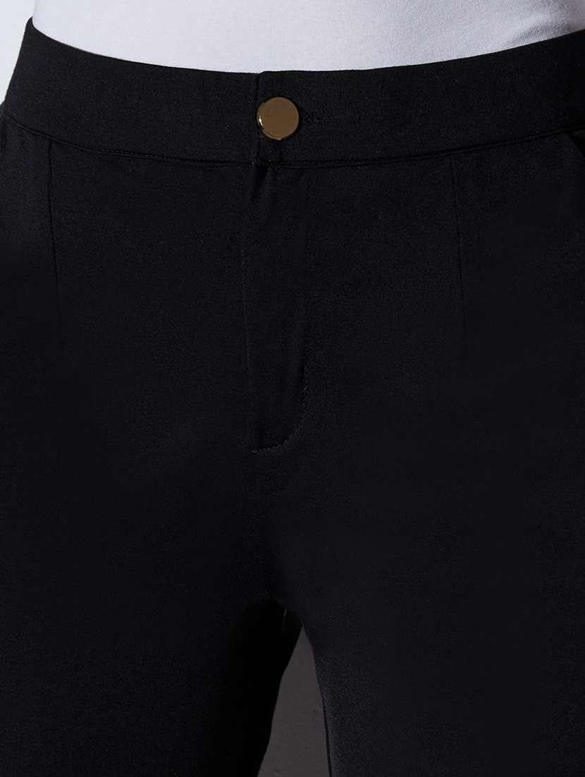 globus women black mid-rise solid wide leg formal trousers - 22085195 -  Standard Image - 5