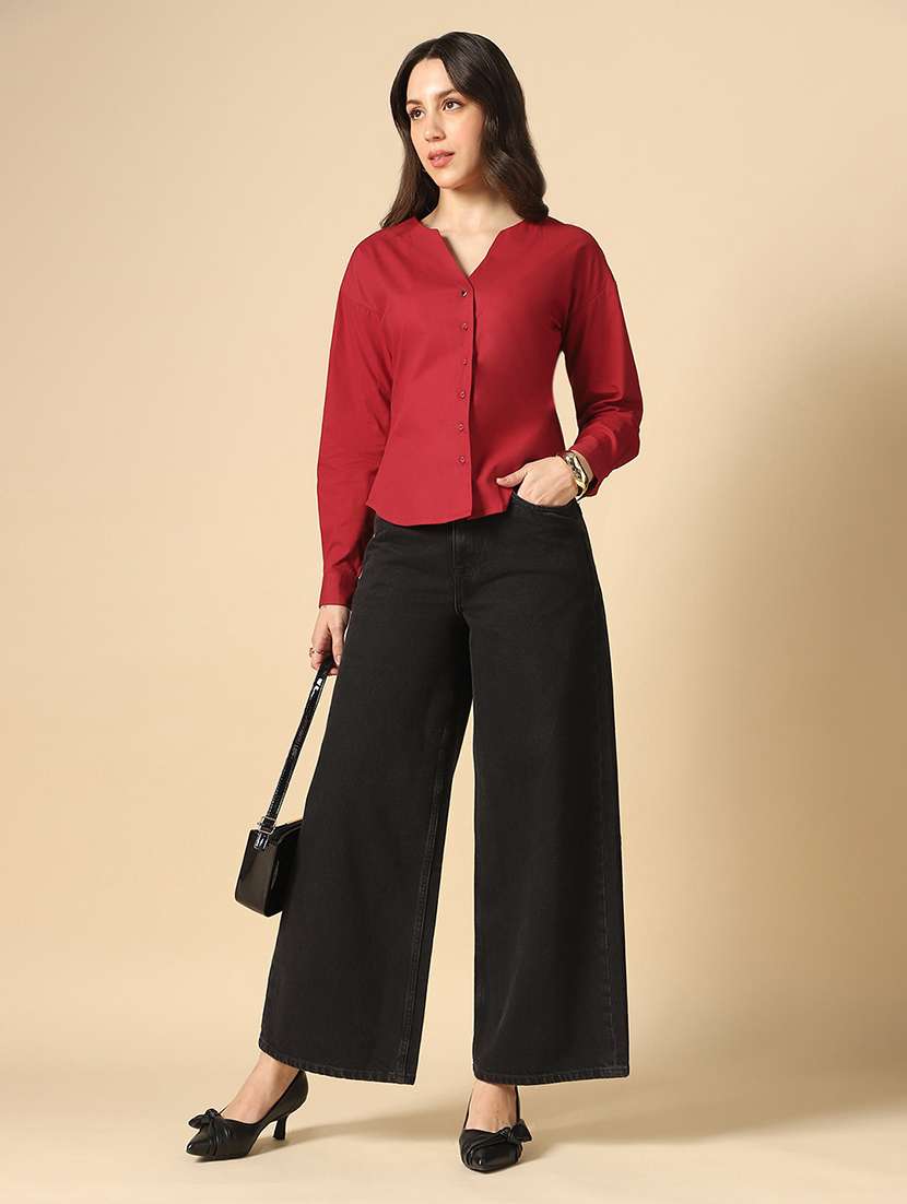 women solid long sleeve regular shirt - 22085220 - Standard Image - 3