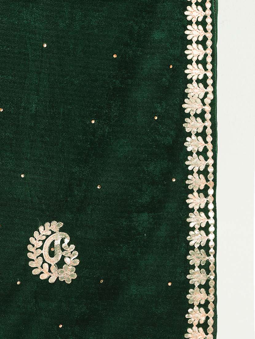 green velvet dupatta with gota patti work - 22085230 -  Standard Image - 3