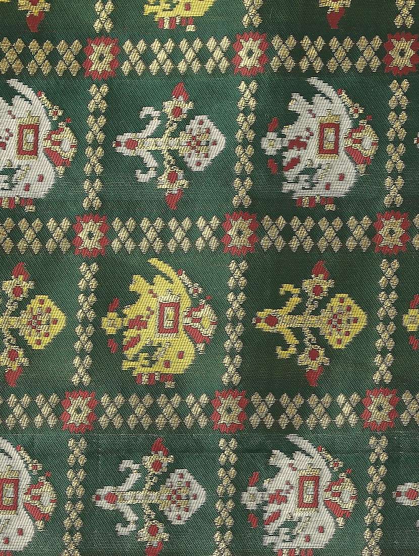 globus women green patola woven design silk tasselled border festive dupatta - 22085233 -  Standard Image - 3