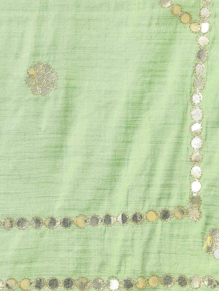 globus women green gotta patti detail organza tasselled border festive dupatta - 22085236 -  Standard Image - 3