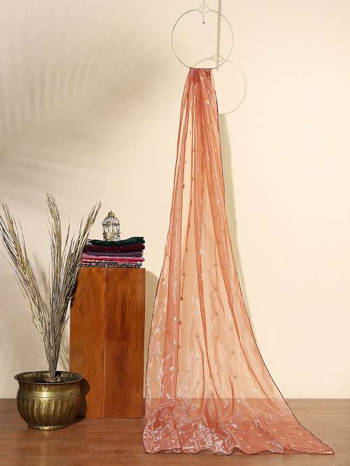 globus women brown sequinned net gotta patti border festive dupatta - 22085244 -  Standard Image - 0