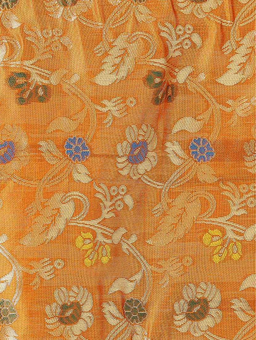 globus women mustard floral woven design brocade tasselled border festive dupatta - 22085247 -  Standard Image - 3